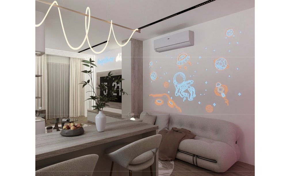 ديكور جداري مضيء لغرفة المعيشة